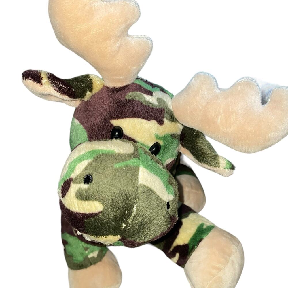 Mary Meyer Moose Team Camo Plush 12" Stuffed Animal Nursery 40930 Green Brown - Picture 2 of 12